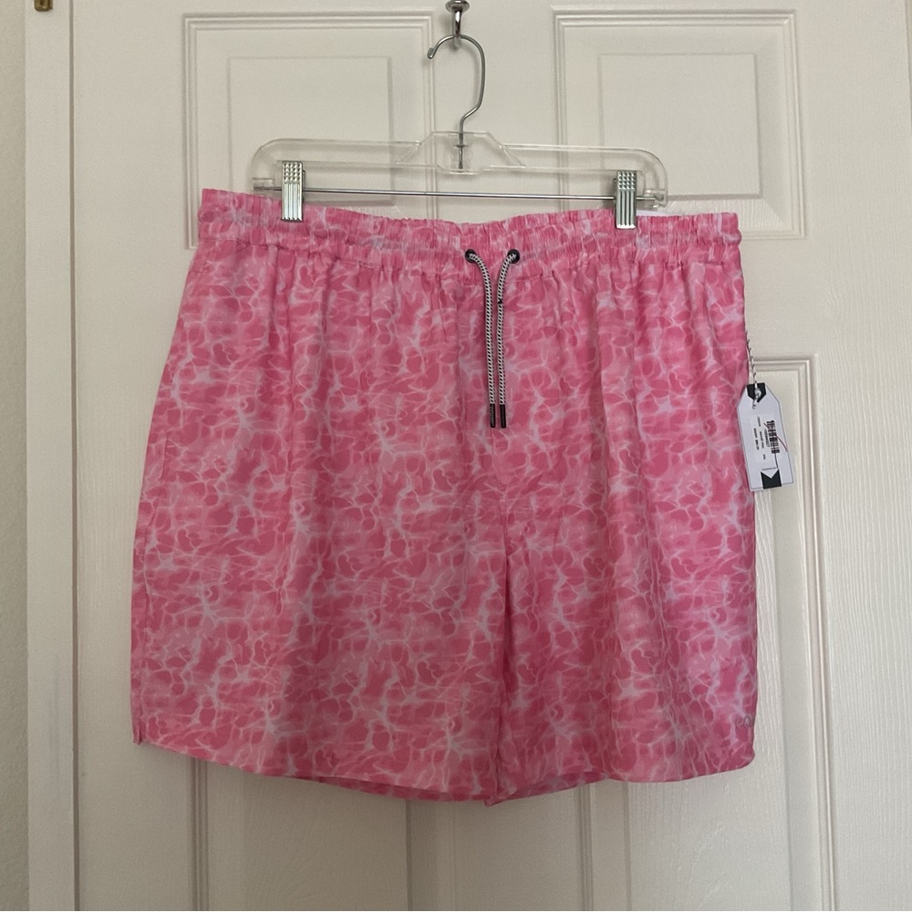 NWT Coast Swim Trunk Mens XXL Short Mesh Lined 3 Pockets Pink